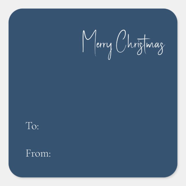 Modern Christmas | Blue To From Square Sticker (Front)