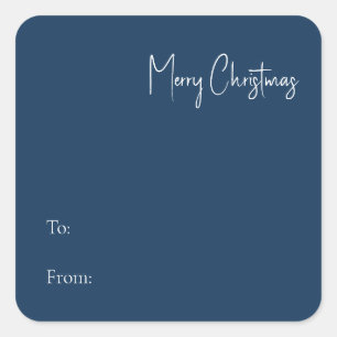 Modern Christmas   Blue To From Square Sticker