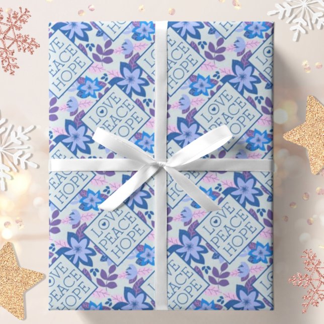 Modern Christmas Botanical Love Peace Hope Wrapping Paper (Creator Uploaded)