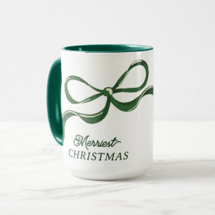Modern Christmas Bows   Classic Holiday Green  Mug