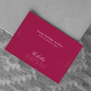 Modern Christmas Burgundy Maroon Ruby Red Envelope