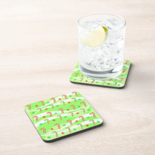 Modern Christmas Candy Canes Design Coaster