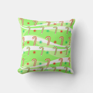 Modern Christmas Candy Canes Design Cushion