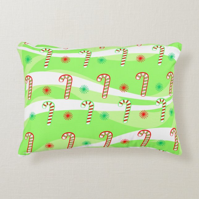 Modern Christmas Candy Canes Design Decorative Cushion (Front)