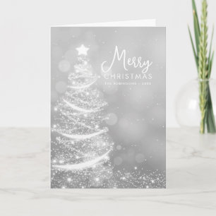 MODERN Christmas Card Sparkling Xmas Tree Silver 