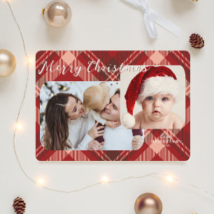 Modern Christmas Card Traditional Plaid-Photo