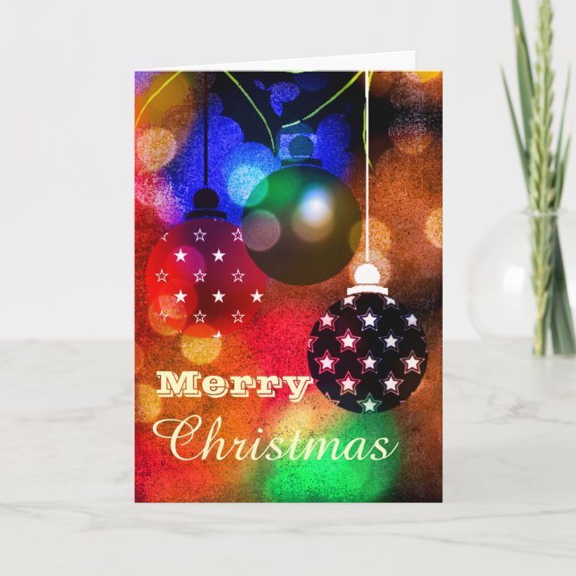 Modern Christmas Card with Ornaments (Front)