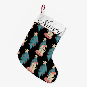 Modern Christmas Chalkboard Doodles Dogs Small Christmas Stocking