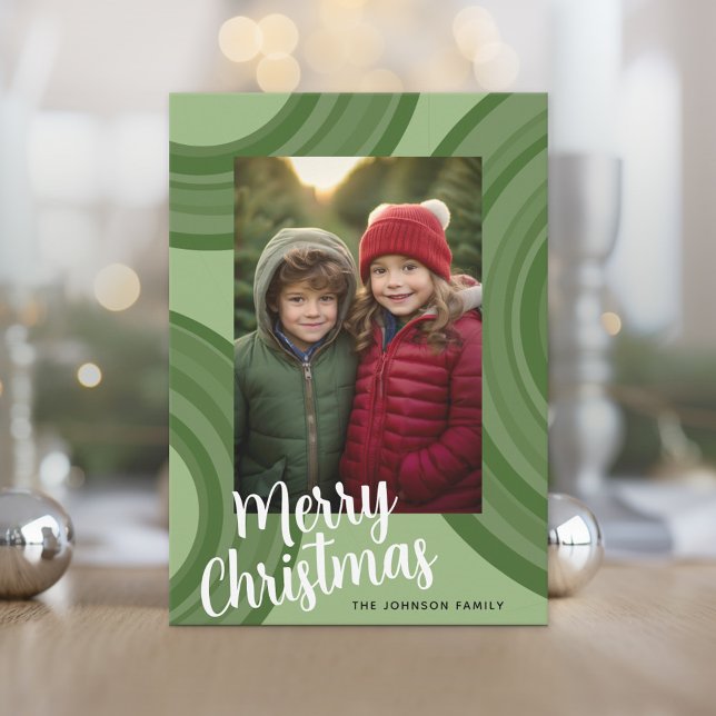 Modern Christmas Circles with Holiday Photo (Photo Christmas Card)