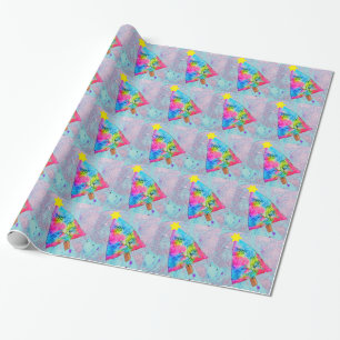 Modern Christmas colourful blue and pink glitter Wrapping Paper