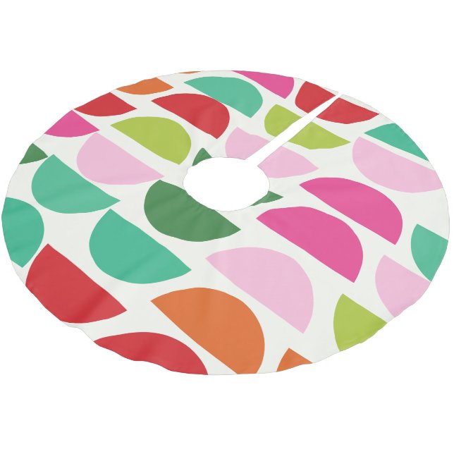 Modern Christmas Colourful Geometric Shapes Brushed Polyester Tree Skirt (Angled)