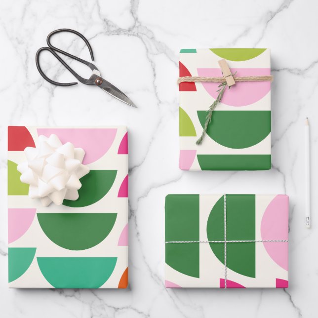 Modern Christmas Colourful Geometric Shapes Wrapping Paper Sheet (Front)