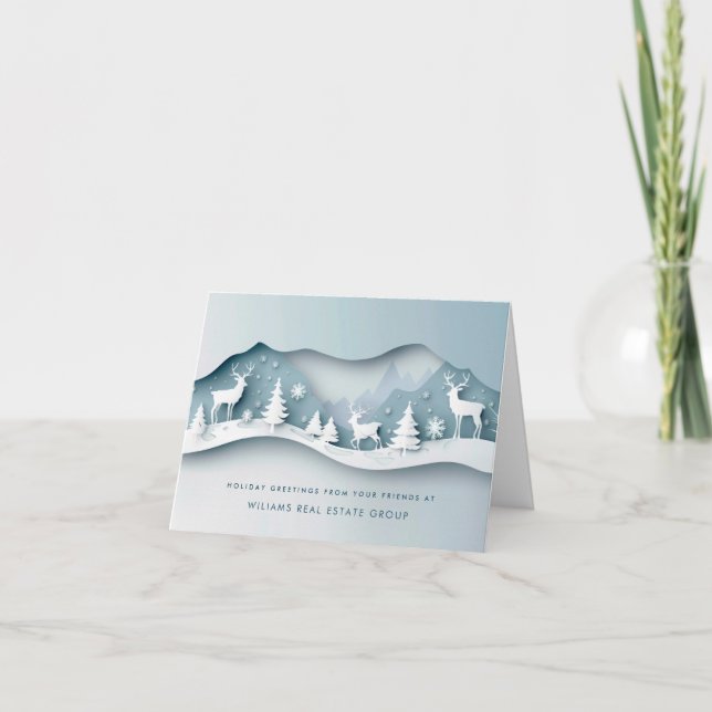 Modern Christmas Composition Corporate Greeting Holiday Card (Front)