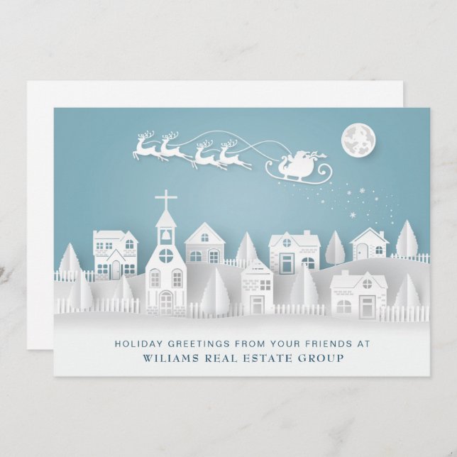 Modern Christmas Composition Corporate Greeting Holiday Card (Front/Back)