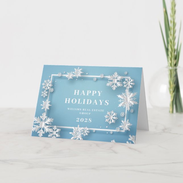 Modern Christmas Composition Corporate Greeting Holiday Card (Front)