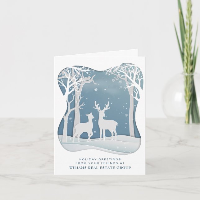 Modern Christmas Composition Corporate Greeting Holiday Card (Front)