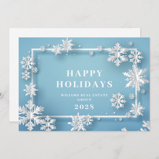 Modern Christmas Composition Corporate Greeting Holiday Card (Front/Back)