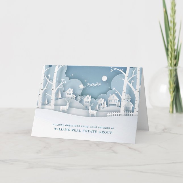 Modern Christmas Composition Corporate Greeting Holiday Card (Front)