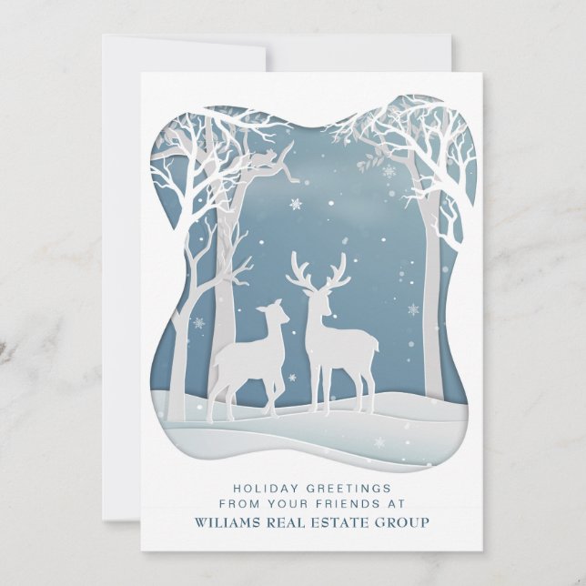 Modern Christmas Composition Corporate Greeting Holiday Card (Front)