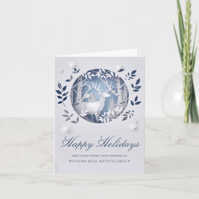 Modern Christmas Composition Corporate Greeting Holiday Card (Front)