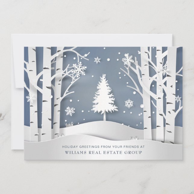 Modern Christmas Composition Corporate Greeting Holiday Card (Front)