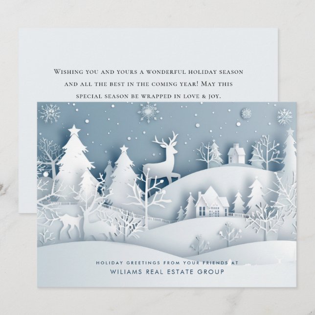 Modern Christmas Composition Corporate Greeting Holiday Card (Front/Back)