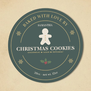Modern Christmas Cookies Box Label Sticker
