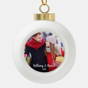 Modern Christmas Couple Photo Ornament C