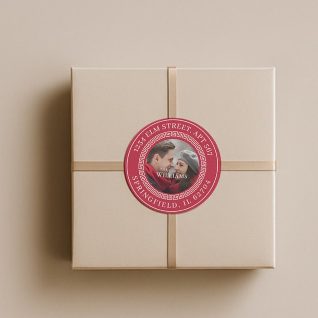 Modern Christmas Couple Photo Return Address Label (Creator Uploaded)