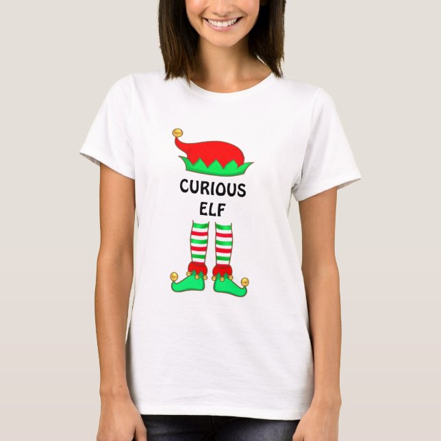 Modern Christmas Curious Elf T-Shirt (Front)