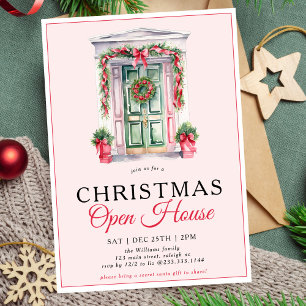 Modern Christmas Door Open House Party Invitation