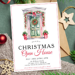 Modern Christmas Door Open House Party Invitation