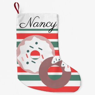 Modern Christmas Doughnuts Dot Sprinkles Small Christmas Stocking