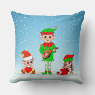 Modern Christmas Elf Squad Cushion