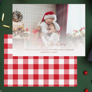Modern Christmas Family Photo Script Foil Holiday Card
