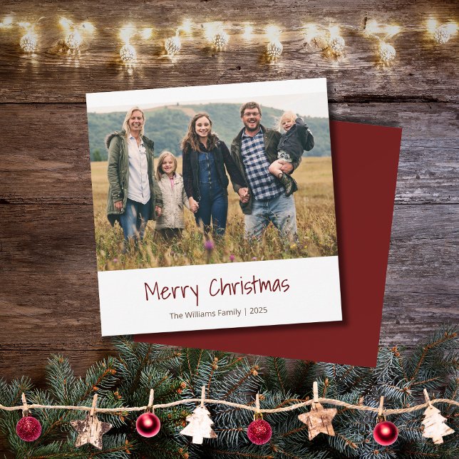 Modern Christmas Family Photo Simple Typography  Holiday Card (Creator Uploaded)