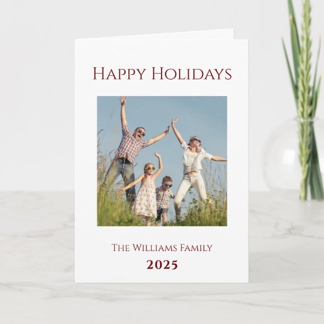 Modern Christmas Festive Family Photo   Holiday Card (Front)