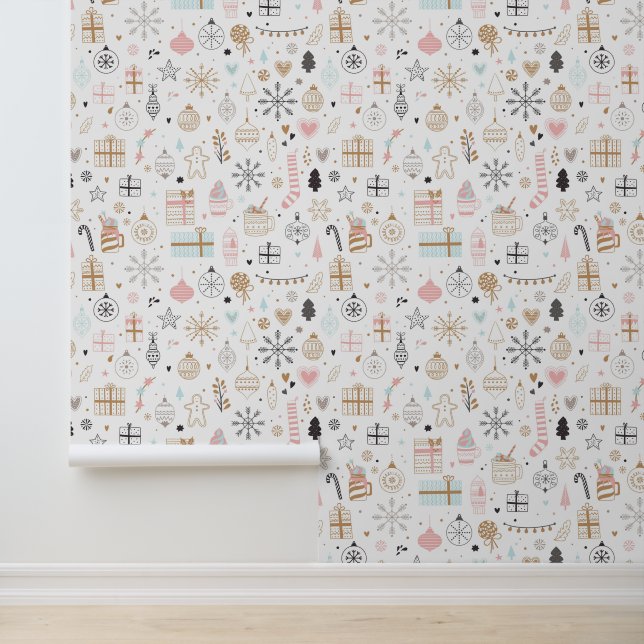 Modern Christmas Festive Holiday Pattern Wallpaper (Application)