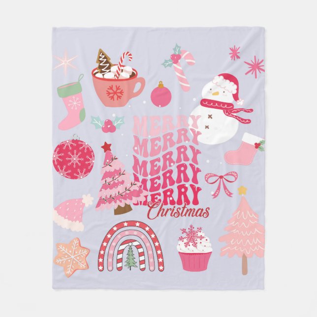 Modern Christmas Fleece Blanket (Front)