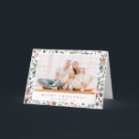 Modern Christmas Floral Foliage Botanical Pattern Holiday Card<br><div class="desc">Design is composed of modern floral flower greenery foliage botanical Pattern. Add custom family or pet photo. Add family name and year.</div>