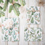 Modern Christmas Floral Watercolor Pattern Wrapping Paper Sheet<br><div class="desc">Christmas wrapping paper featuring modern watercolor boho style illustrations of winter holiday floral</div>