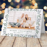 Modern Christmas Foliage and Berries Botanical Holiday Card<br><div class="desc">Design is composed of a simple design with a modern sans serif typography. Add a custom photo,  message,  family name and year.</div>