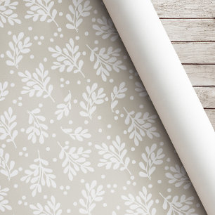 Modern Christmas Foliage Holiday Gift Beige Wrapping Paper
