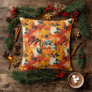 Modern Christmas Foliage – Warm Holiday Abstract Cushion