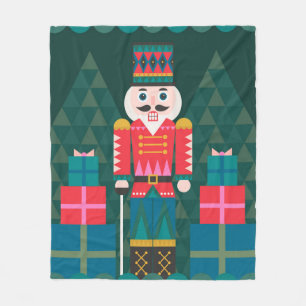 Modern Christmas Geometric Nutcracker Fleece Blanket