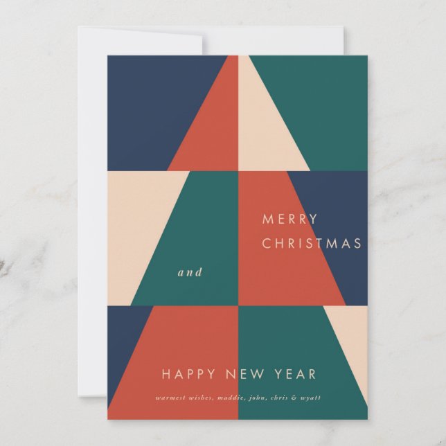 Modern Christmas Geometry Holiday Card (Front)