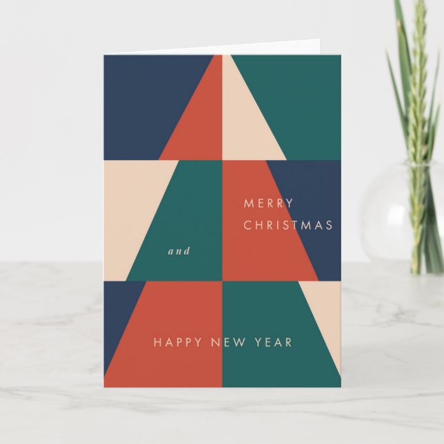 Modern Christmas Geometry Holiday Card (Front)