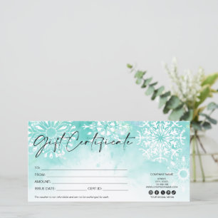 modern Christmas gift card certificate Snow