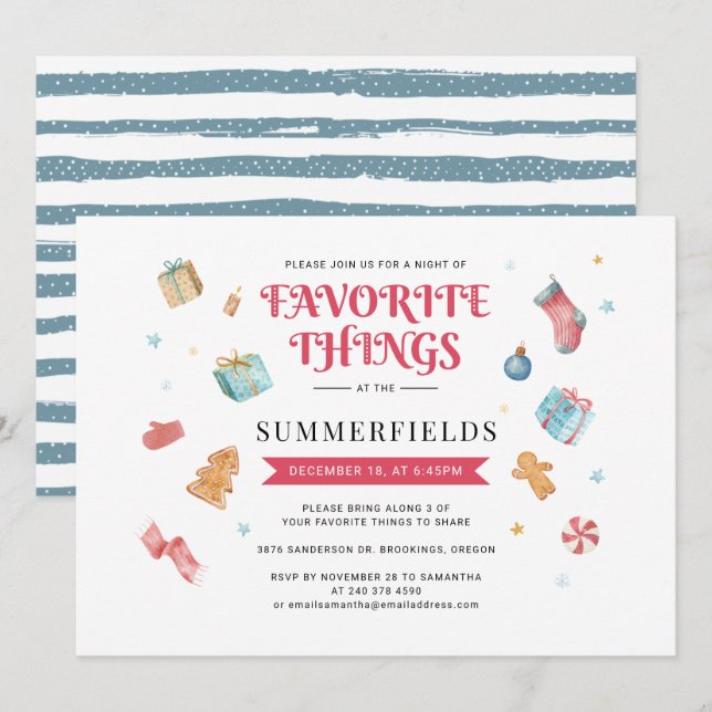 Modern Christmas Gift Exchange Holiday Party Invitation (Front/Back)