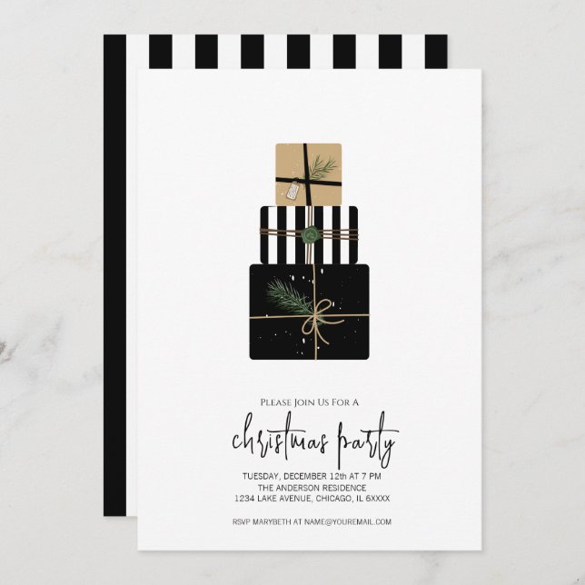 Modern Christmas Gifts Holiday Invitation (Front/Back)
